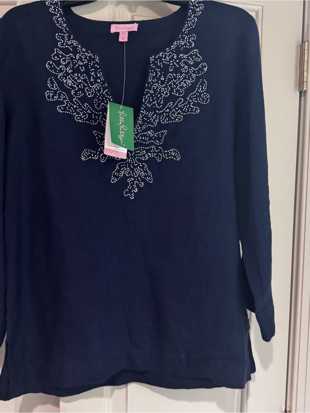 Lilly Pulitzer Women's Navy Blue Amelia Island Linen Tunic Medium NWT